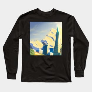 SF Transamerica Pyramid Scenery - Relaxing Anime Sunset Scene Long Sleeve T-Shirt